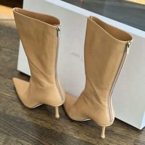 JIMMY CHOO TAN HEEL BOOTS